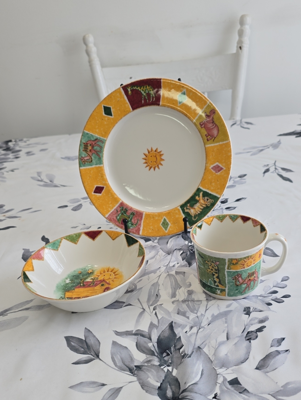 Vintage Royal Doulton Set Of 3 Japora Child's Plate Bowl Mug Noah's Ark